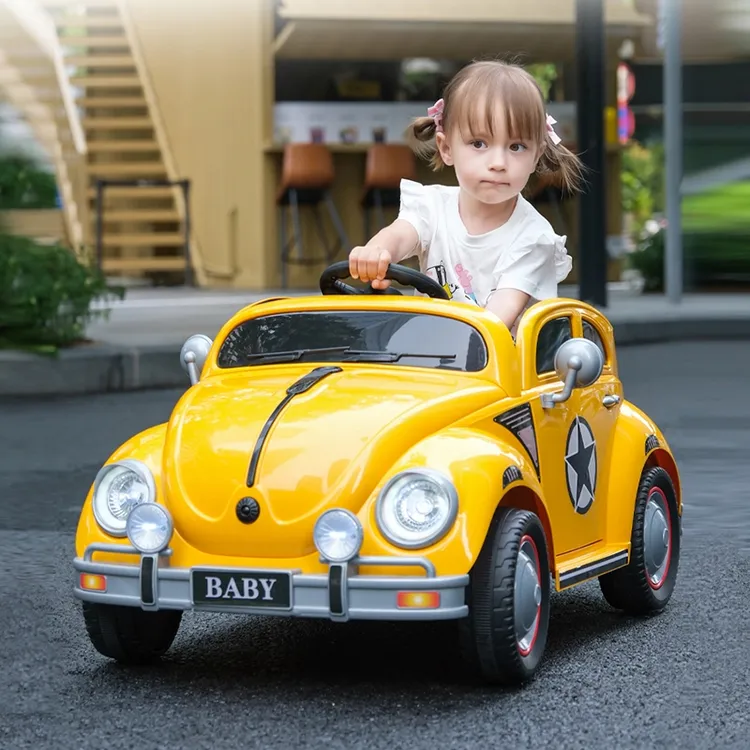 甲壳虫电四轮汽车女宝宝遥控玩具车可坐人1一3岁男小孩电瓶车新款