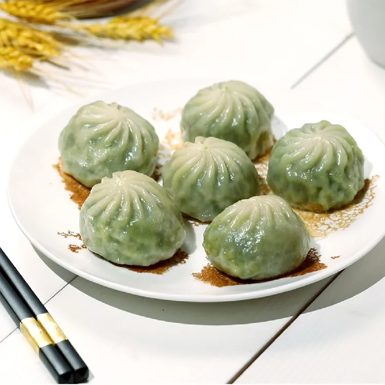 荠菜鸡蛋韭菜鸡蛋素馅早餐薄皮小笼包子速食冷冻食品2袋30个