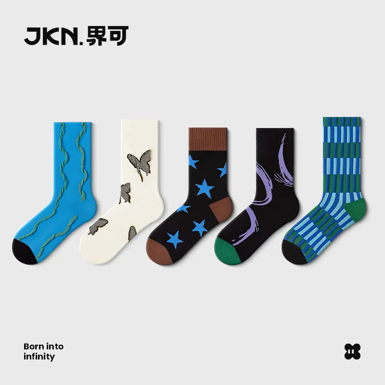 【JKN】情侣中筒袜百搭袜子女棉潮流ins潮日系可爱网红外穿长袜