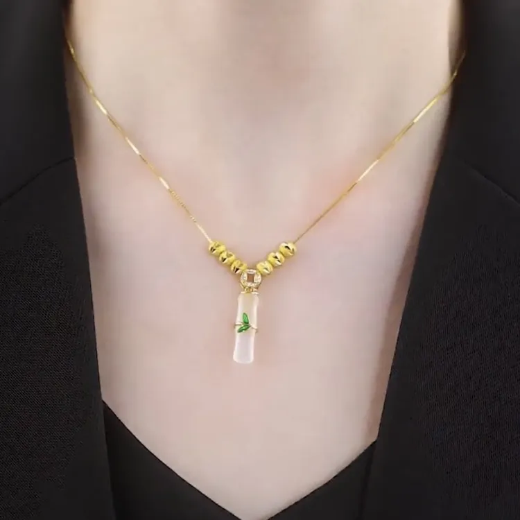 钛钢项链 六珠竹节项链新款时尚百搭锁骨链轻奢网红配饰品