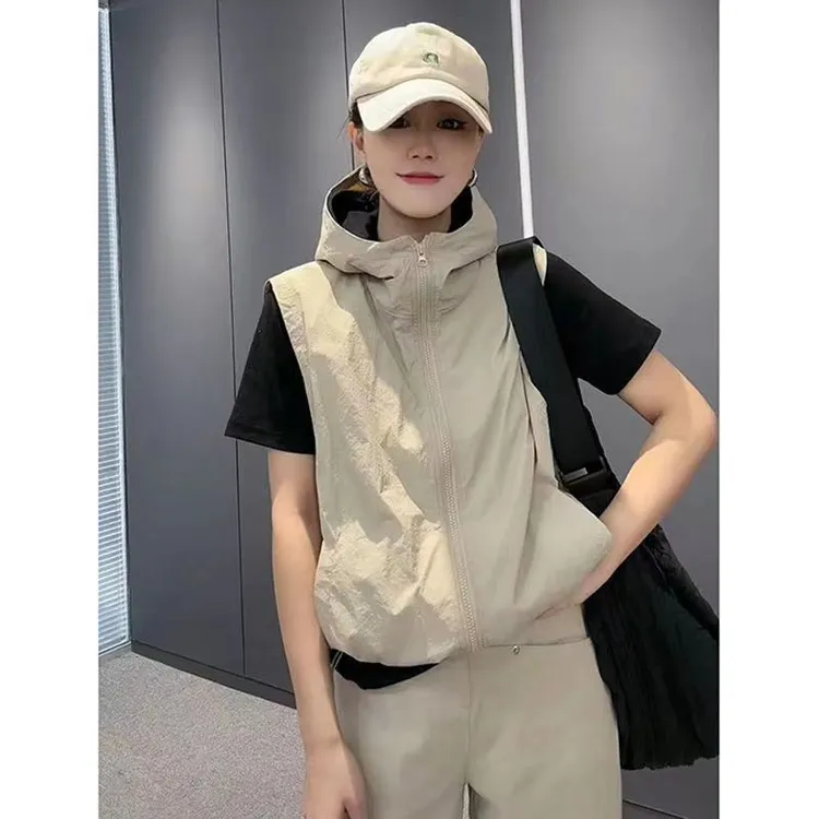【双层带网纱】防晒衣女新款夏防晒服薄款马夹韩版百搭大码宽松连帽