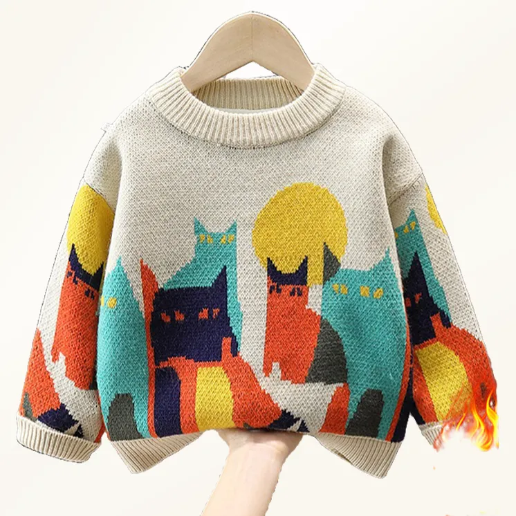 新款卫衣男童毛衣套头儿童韩版线衣中大童冬季加绒加厚宝宝洋气潮