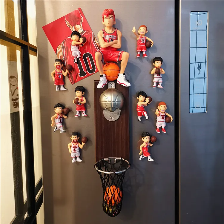 网红篮球立体壁挂式瓶酒起子樱木磁吸冰箱门装饰灌篮高手启瓶器