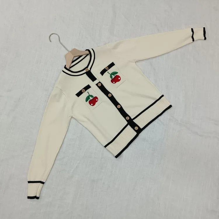 车厘子图长袖开衫毛衣-岚曦10607