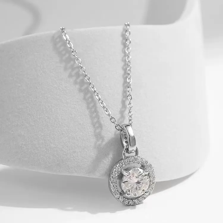 吊坠925银合成锆石 S925纯银项链LL