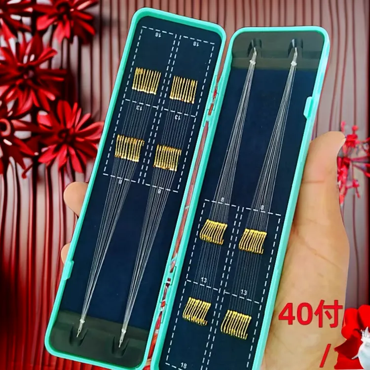 40付短细子线双钩成品金袖钩金海夕鱼钩手工鲫鱼专用高档进口钓鱼
