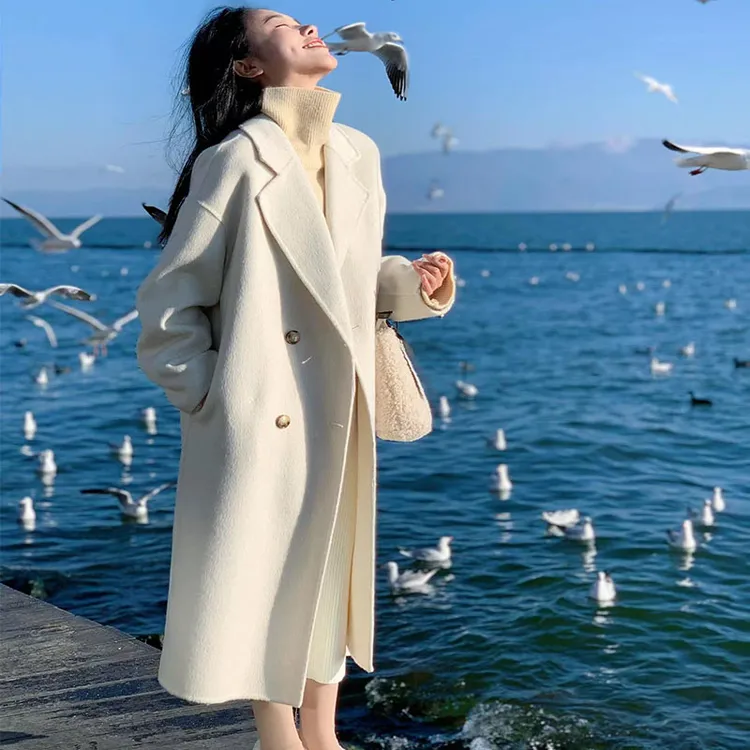 燕麦色双面呢子大衣2024新款秋冬季小个子爆款韩系高级感毛呢外套