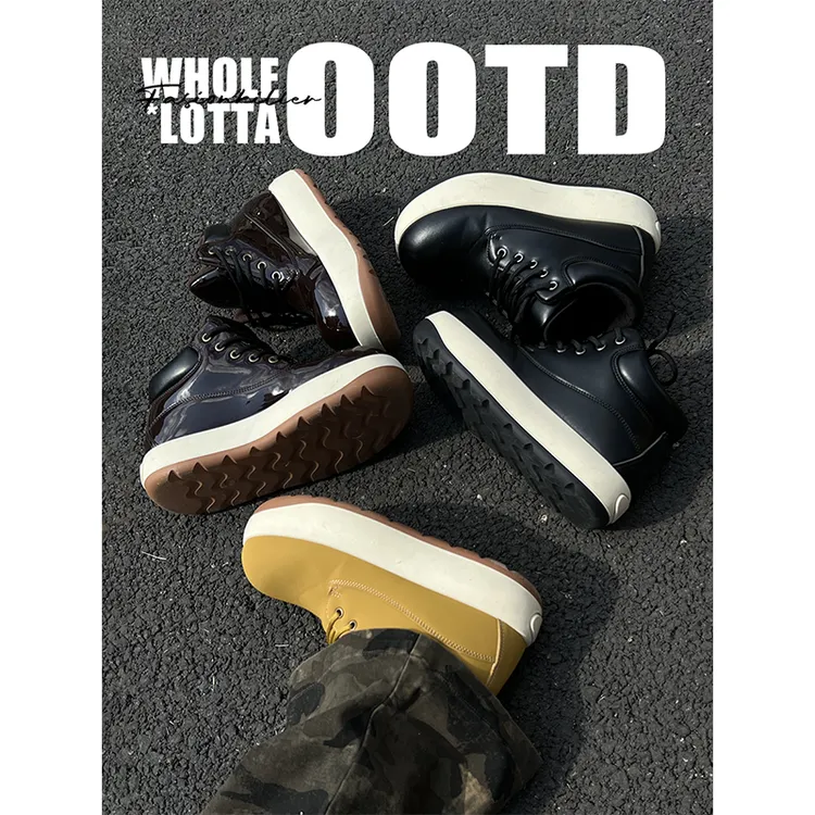 NewRockStarChoppa“CopyCat”系列秋冬男女厚底 Q版大黄靴增高防滑