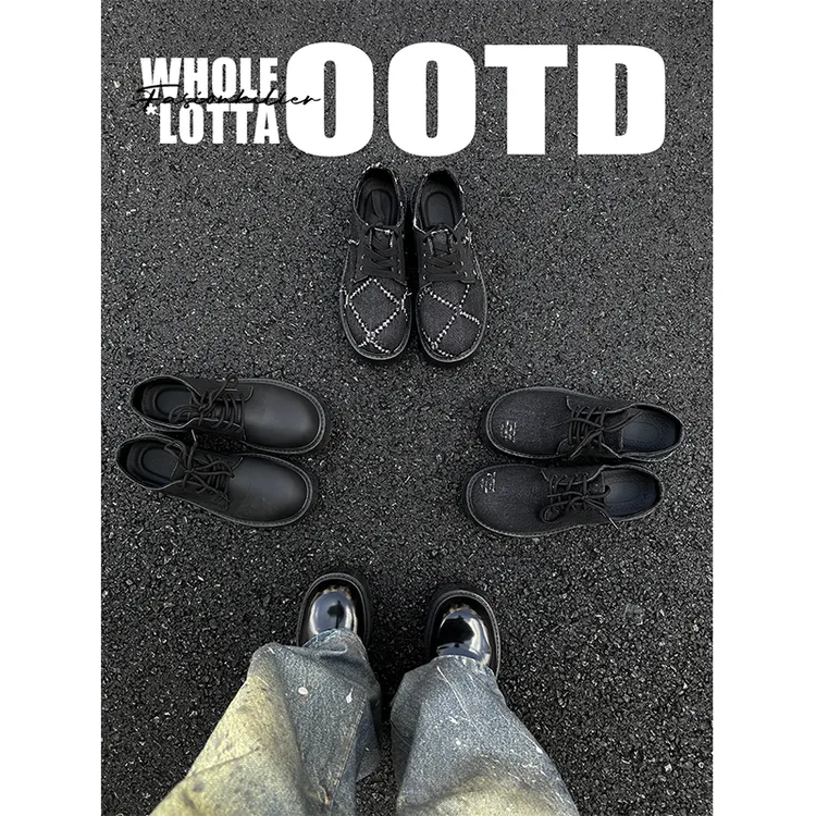 NewRockStarChoppa"无主系列"CleanFIt大头德比鞋 顶男穿搭黑皮鞋