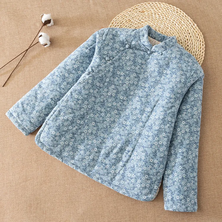 棉花中式盘扣棉袄女 中国风复古棉衣薄棉保暖内胆碎花拜年服冬季