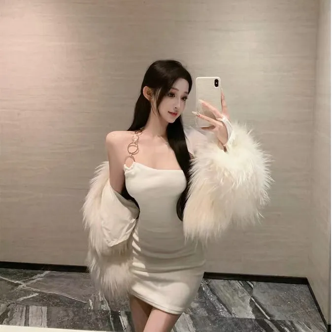 纯欲风甜辣妹设计感小众性感连衣裙秋冬别致高级感修身包臀裙子