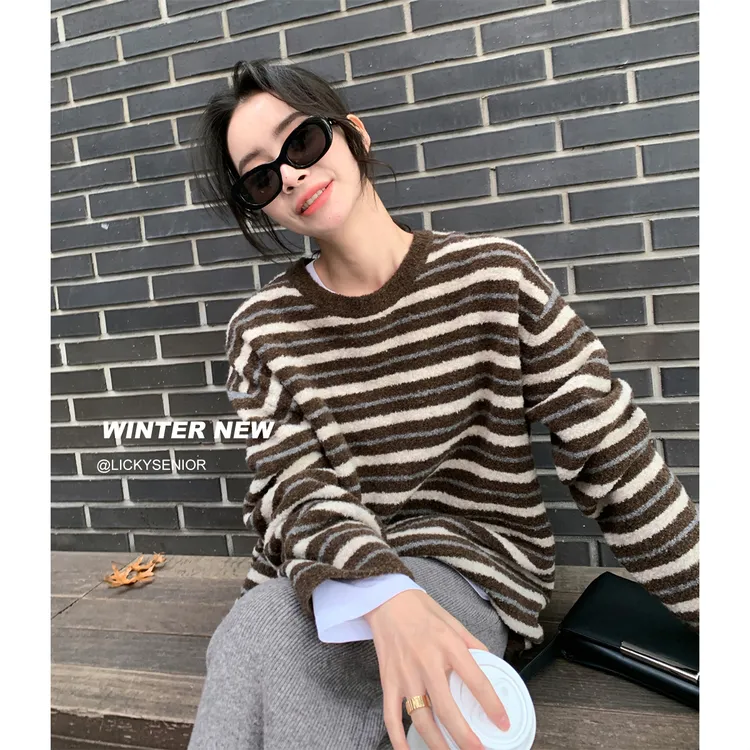 卷卷毛 软乎乎的毛衣裙子女宽松显瘦中长针织套头上衣