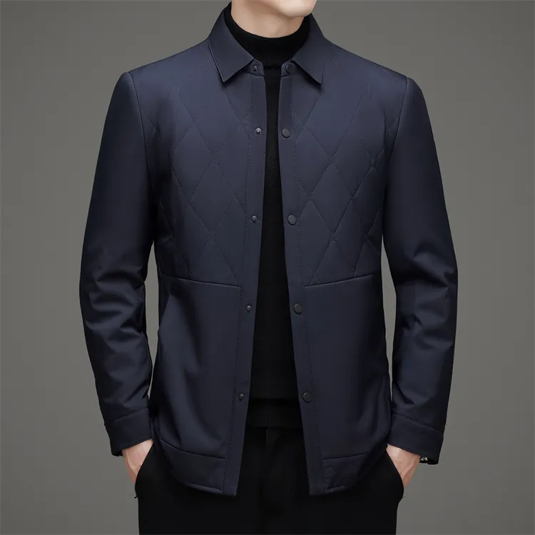 默尼密司翻领棉服男士秋冬季中年高档品质保暖棉衣商务休闲爸爸装