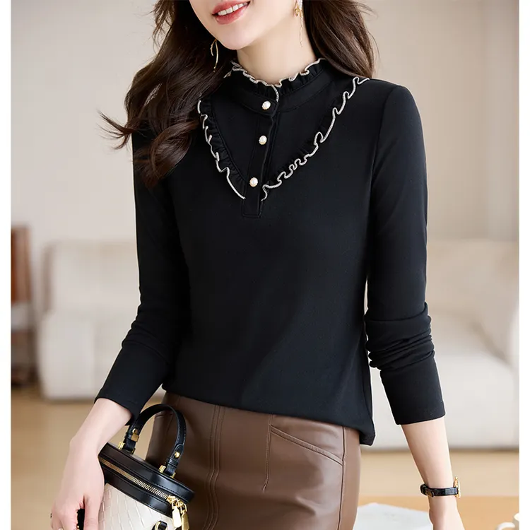 半高领洋气德绒打底衫女长袖秋冬2025新款时尚气质T恤冬季上衣女