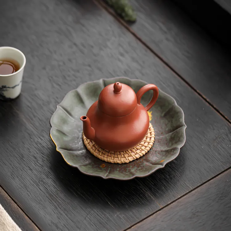 粗陶藤编壶承储水干泡台陶瓷壶垫茶承盘家用紫砂壶养壶底座茶托盘