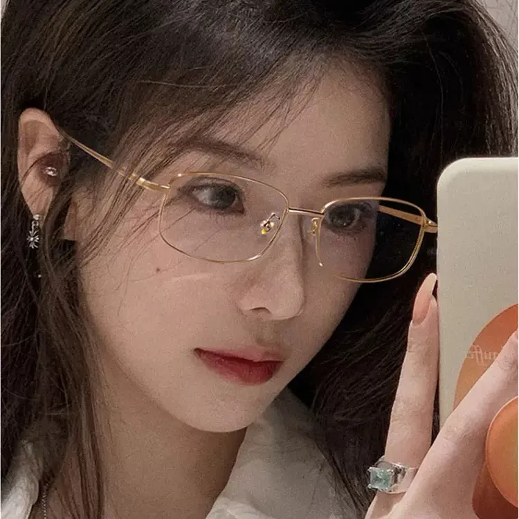 金丝纯欲眼镜女近视高级感小方框男素颜复古防蓝光小脸可配有度数