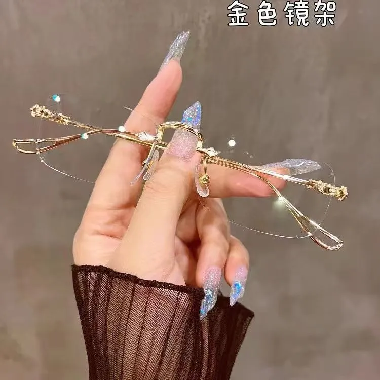 王一博御姐近视眼镜斯文败类无框女近视可配有度数男无边框防蓝光