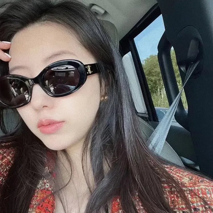 复古椭圆框墨镜女遮阳新款ins欧美网红凹造型嘻哈街拍潮太阳眼镜