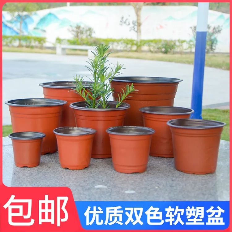 双色盆育苗盆加厚软塑简易花盆塑料大号多肉扦插盆营养杯育苗杯