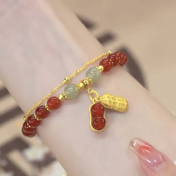铜合金手链 红色花生手链女款2025新款火爆款手串饰品女神节礼物