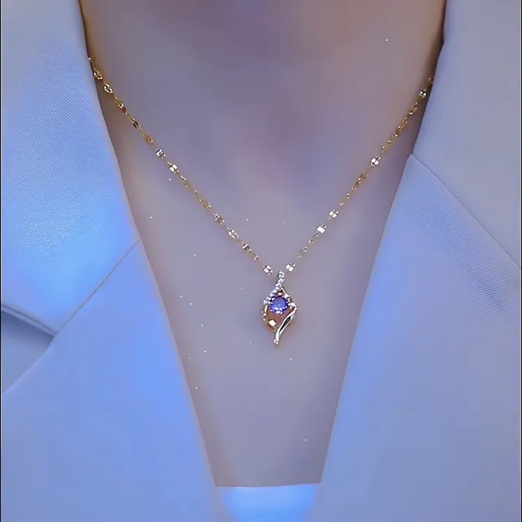 一见倾心项链女款2025新款时尚百搭紫色小众女款项链