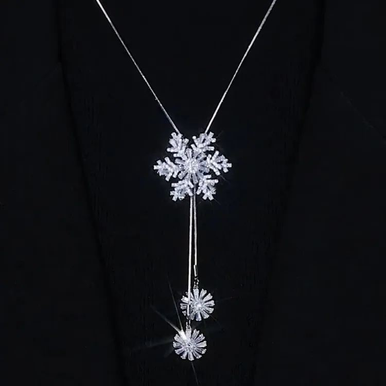 钛钢项链 旋转雪花毛衣链2025年火爆款网红小众首饰项链时尚饰品