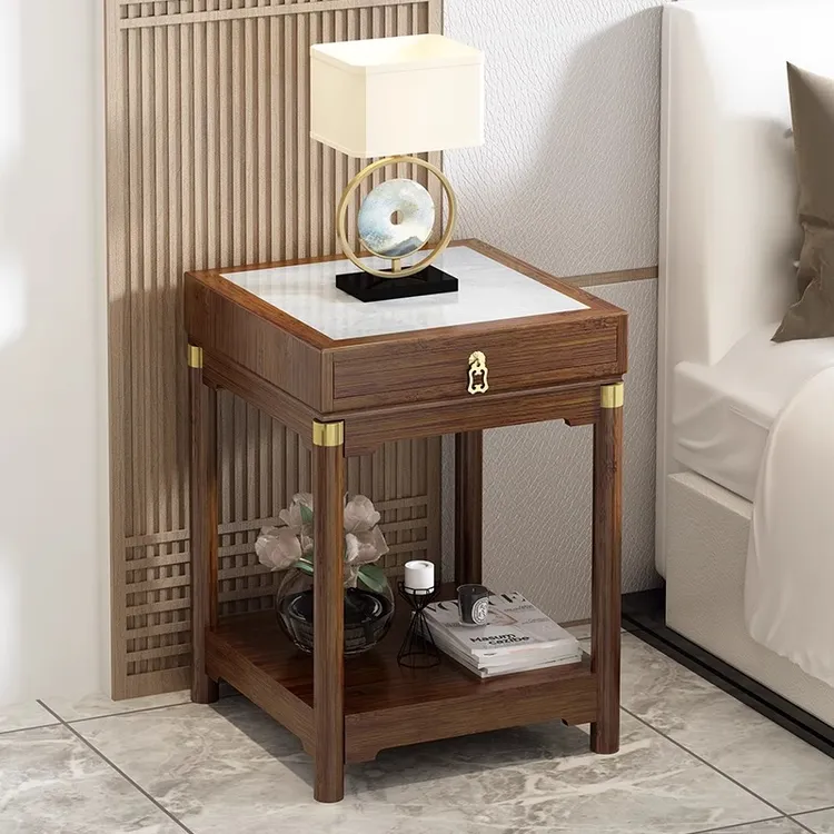 中式客厅沙发边柜侧边柜岩板小边几茶几简约现代角几边角柜茶水柜