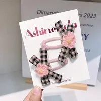 A-5700 dl 2个针织花布艺蝴蝶结额前刘海碎发掰掰夹         发圈