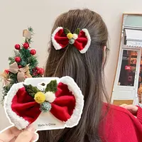 A-5465 qc 1个圣诞酒红蝴蝶结新年蝴蝶结鸭嘴夹发圈