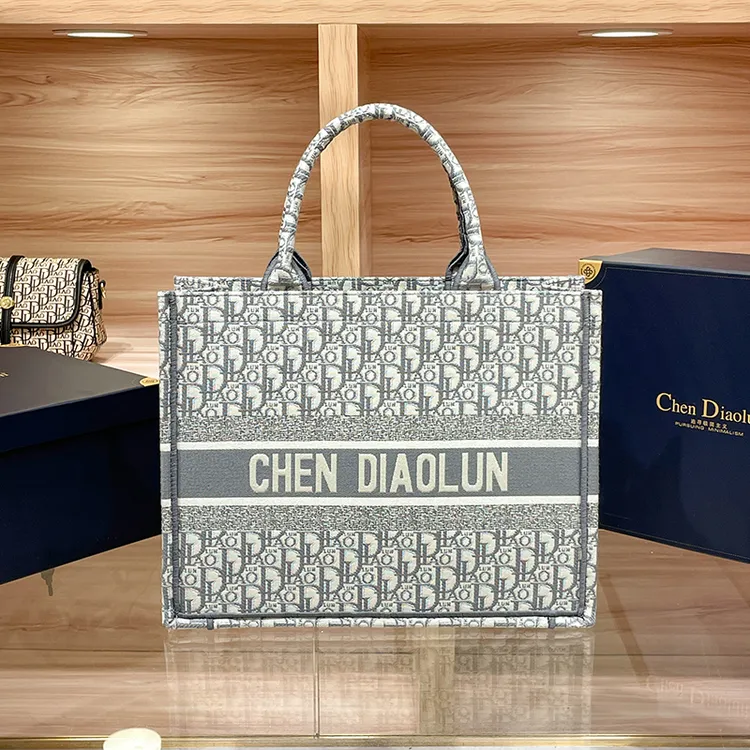 香港轻奢字母刺绣托特包敞口手提包高档大容量韩版单肩女款购物袋