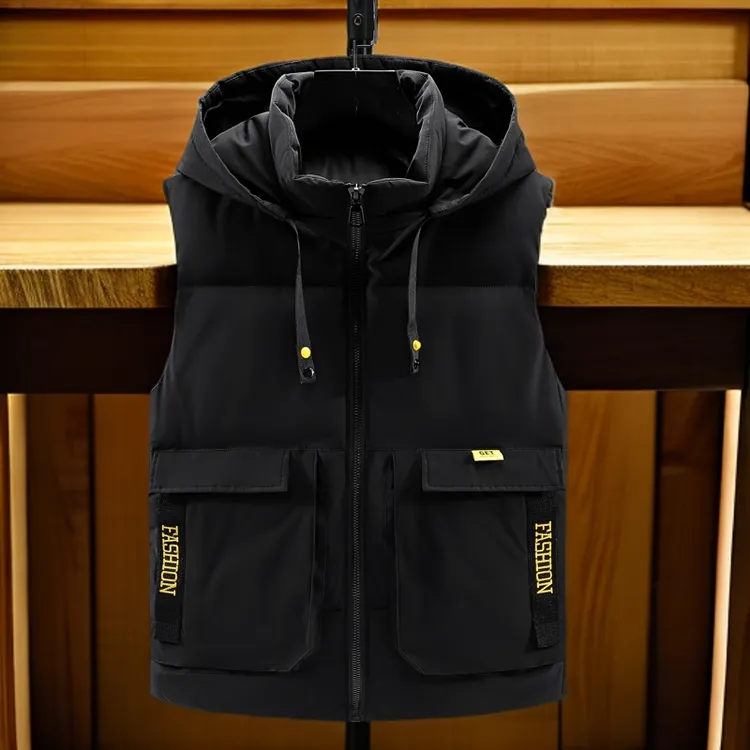 青少年工装羽绒棉马甲男秋冬季加厚保暖大码宽松坎肩外套时尚背心