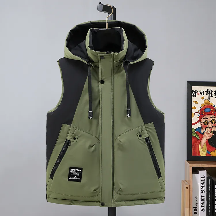 男士秋冬季新款三防面料羽绒棉马甲学生帅气拼色加厚帅气坎肩外套