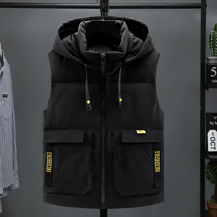 工装马甲男 秋冬季250斤胖子宽松坎肩加厚男帅气百搭羽绒棉背心潮