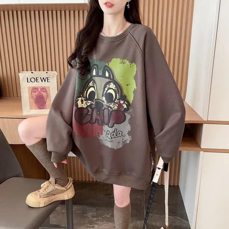 复古卫衣长袖设计感休闲宽松上衣女韩版慵懒风加绒秋冬季外套百搭