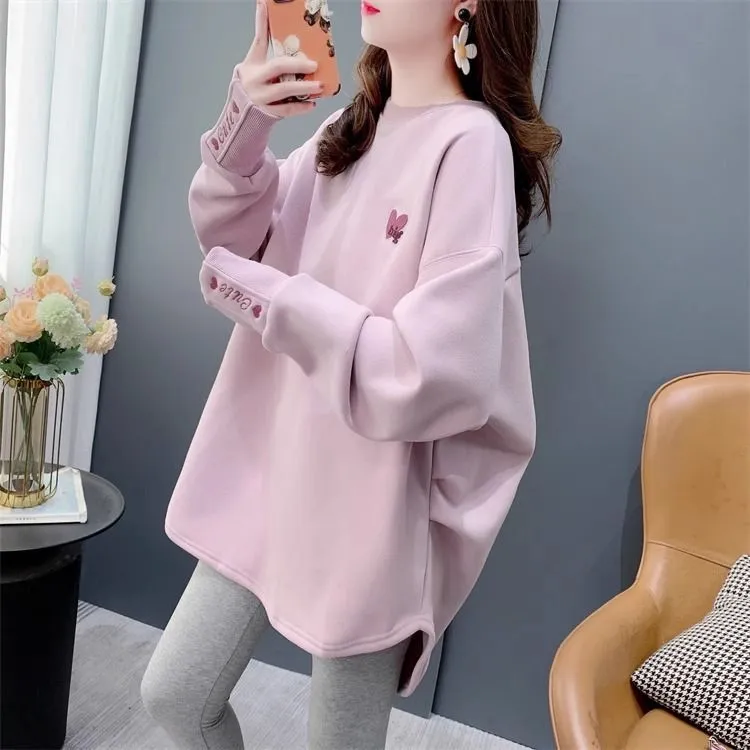 设计感中长款卫衣2025新款秋冬季加绒卫衣女款爆款2025新款正品