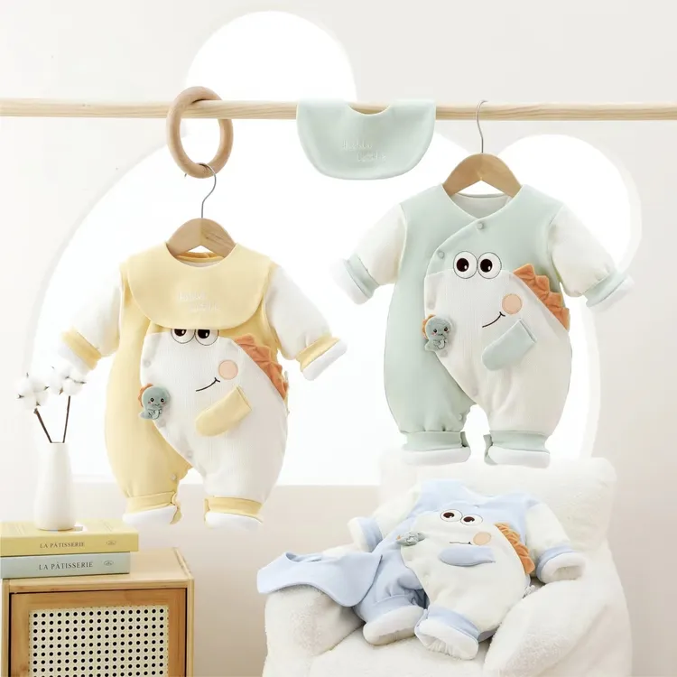 新生儿连体衣冬季纯棉加厚加棉婴儿衣服宝宝蝴蝶衣0-3个月萌宠龙