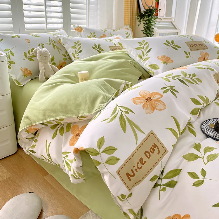 【球个毫无】四件套床上用品纯棉100全棉加厚斜纹磨毛被套床单