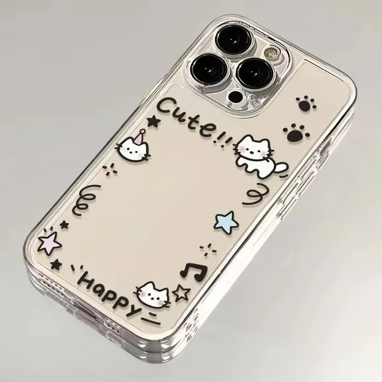 星星猫咪相框适用苹果16手机壳华为透明小米荣耀防摔OPPO全包VIVO