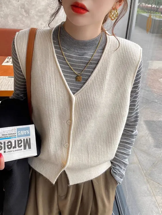女装直播针织背心马甲女外搭2025年春秋新款坎肩时髦无袖毛衣外套