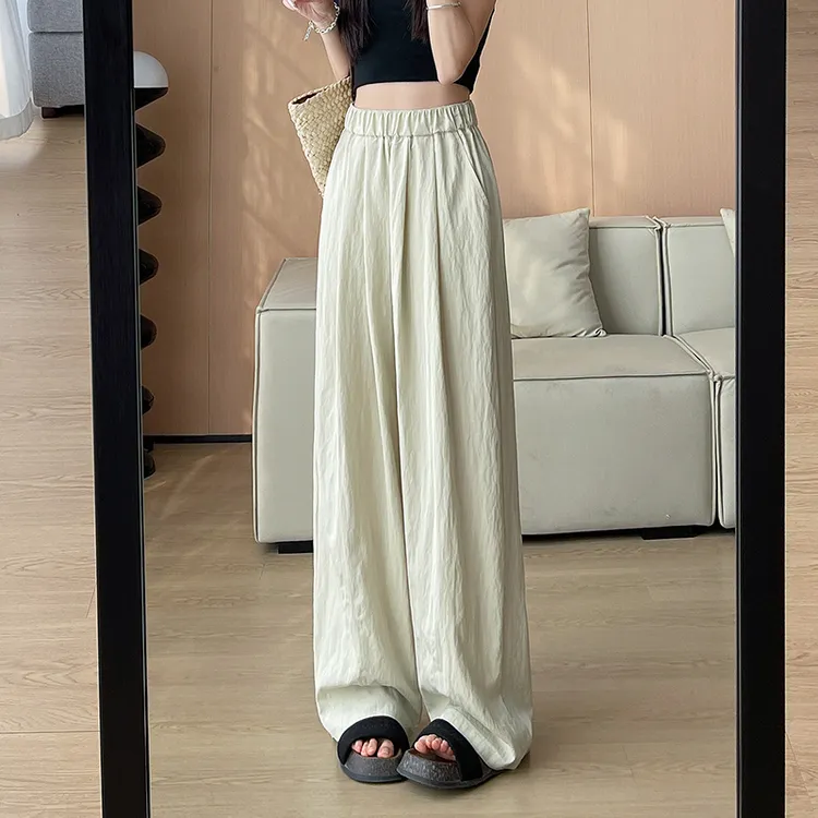 冰丝阔腿裤子女夏季薄2024高腰垂感日系慵懒山本裤直筒休闲裤