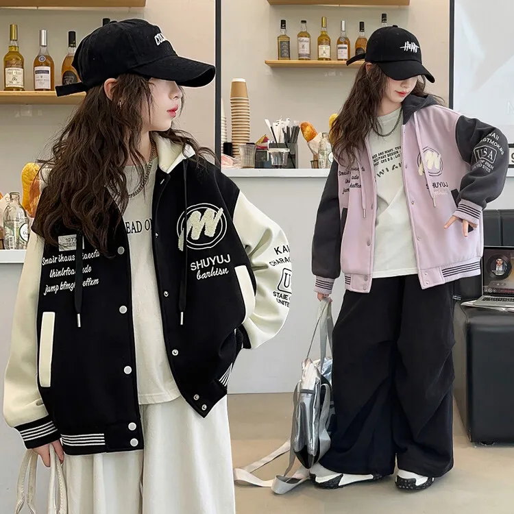 女童外套韩版学生2025秋季新款6-12岁15岁中大儿童休闲洋气棒球服
