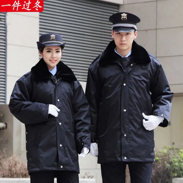 棉大衣保安工作服男冬装多功能中长款棉袄加厚防寒服保安执勤棉服