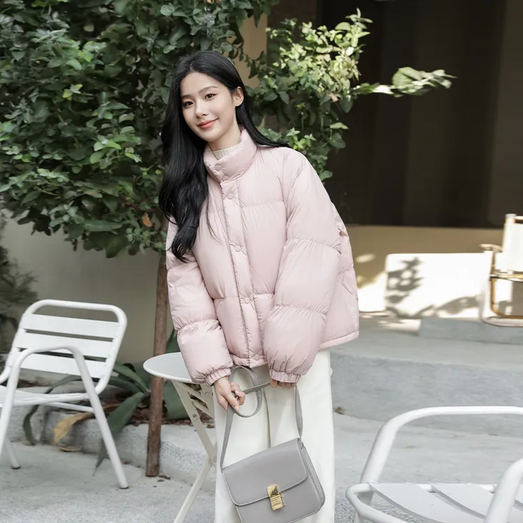 显白减龄短款立领羽绒服女2024年冬季新品90白鸭绒小个子韩版外套