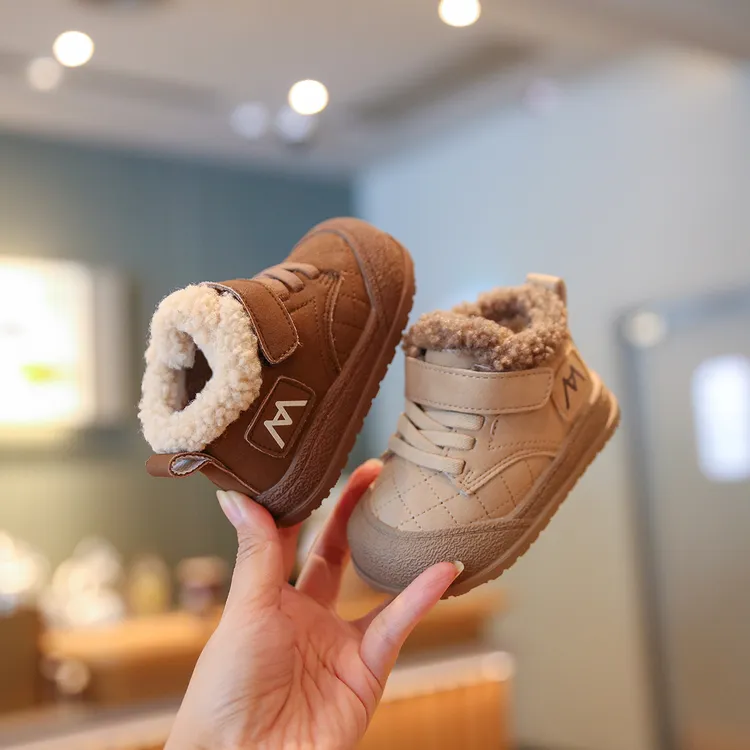 Sportmern秋冬男宝宝学步鞋幼儿加绒保暖运动鞋小童软底防滑棉鞋
