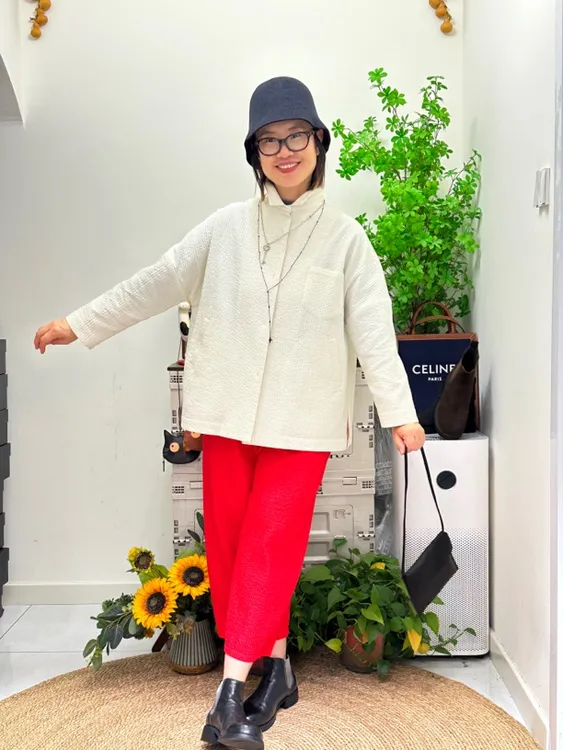 新思维原创设计坑条薄棉套装洋气有范个性十足宽松有范韩版时尚潮