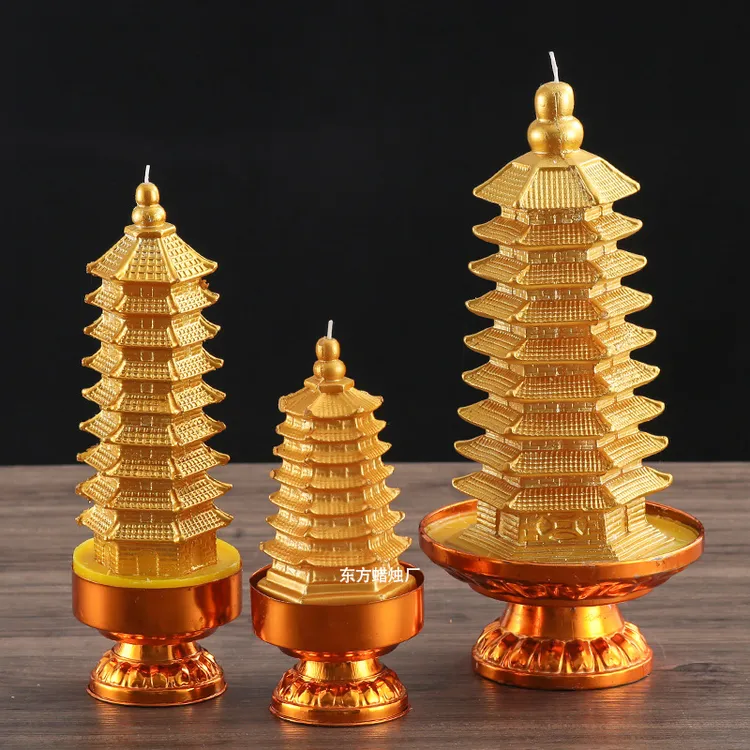 金色文昌塔制作蜡烛灯智慧莲花文殊蜡烛灯防风罩室内室外燃烧蜡烛