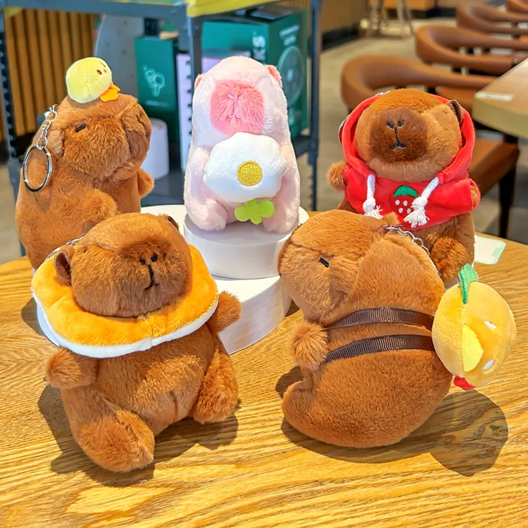 可爱吐司汉堡卡皮巴拉车钥匙扣水豚毛绒送女生礼物包包小挂件学生