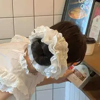 法式蕾丝纯色花边大肠发圈女气质百搭发绳扎头花高级感发饰
