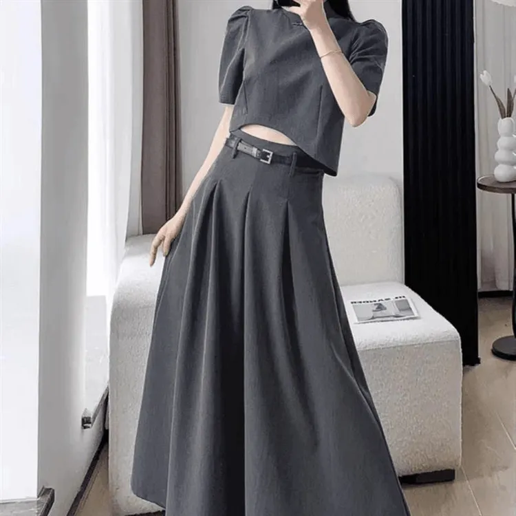 【PPJ】【两件套】夏季新款复古气质新中式国风显瘦小个子高腰1659