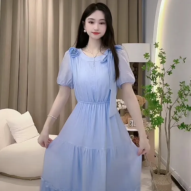 【送胸花】【有里布】法式连衣裙女士夏2025新款收腰时尚吊带裙1460